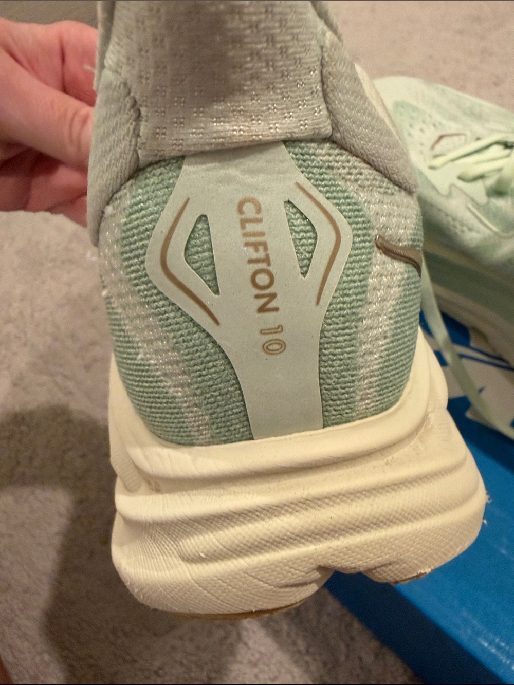Hoka Women's Clifton 10, Size 7, Mint Green Cushioned Athletic Shoe - Picture 3 of 12